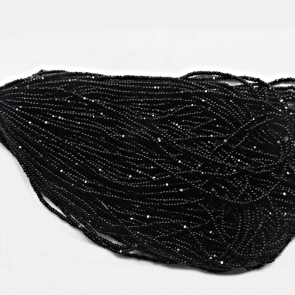 11/0 Charlotte Cut Beads Jet Black Hanks 1/5/25/50/100 Hanks 2.0mm glass beads, jewelry supply, findings, craft supply, vintage beads, rare