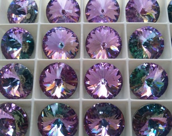 18mm Swarovski 1122 Rivoli Crystal Vitrail Light Foiled 2/6 Pieces 001 VL PREMIUM MATERIALS