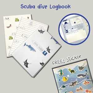 Ein Scuba Diving Logbook mit 52 Tauch log Seiten. Einfach zu bedienen und mit perfekter Größe und Kunststoffhülle zu bringen.
