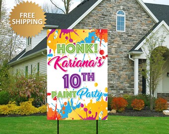 Birthday Yard Sign Honk for Birthday Sign Paint party Yard sign Birthday Yard Sign Honk Birthday Yard Sign Paint Party lawn sign