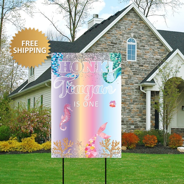 Mermaid Yard sign Birthday Yard Sign Honk Birthday Yard Sign Foam Board Sign Birthday photo yard sign Photo Yard sign, Mermaid sign