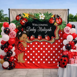 Baby Shower backdrop Ladybug backdrop sunflowers Baby shower Sign Welcome Photo Sign Gender Reveal Baby Shower