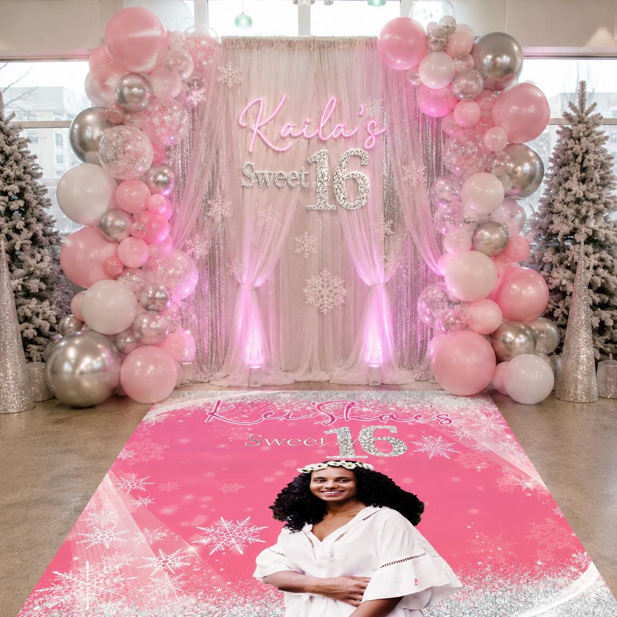 Sweet 16 Floor Decal, Winter Wonderland Floor Adhesive, Removable Floor ...