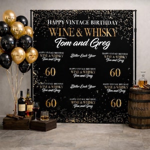 Cigar Photo Birthday backdrop Wine and Whiskey Step and Repeat 50th Birthday banner 40th Birthday Cigar photo Retirement Photo Backdrop