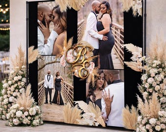 Wedding Photo Backdrop Bridal Shower Step and Repeat Pompas Wedding Ceremony Welcome Sign Engagement Photo Banner Custom Personalized Sign