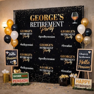 Retirement Photo Backdrop Retirement Step Repeat Goodbye Tension Hello Pension Retirement Backdrop Officially Retired Banner Personalized
