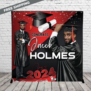 Graduation Backdrop Banner, Graduation Step and Repeat Class of 2024 backdrop, Graduation Party Banner, Grad, Prom Backdrop Banner Gold