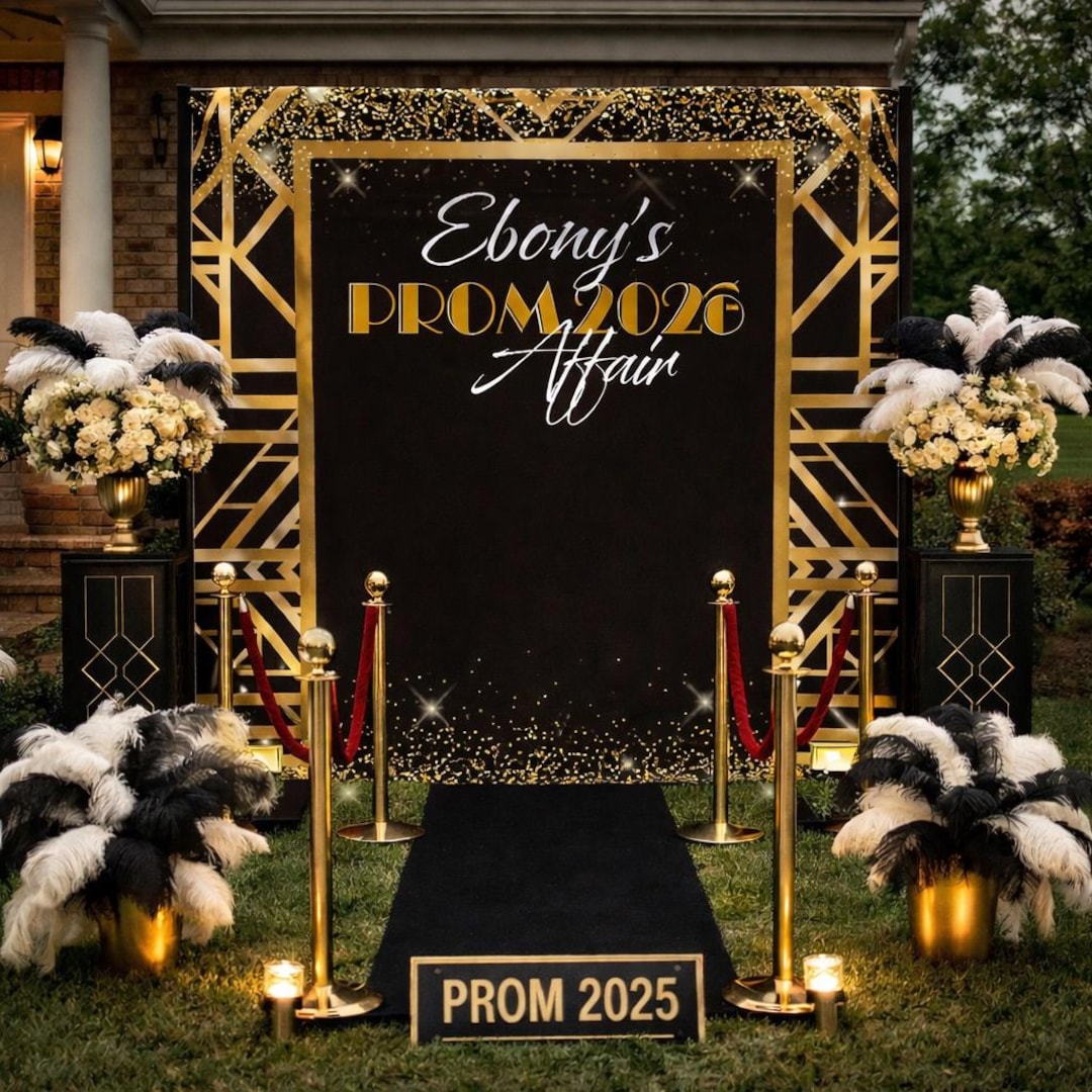 Prom Step Off Customized Prom Backdrop, Prom Send off Party Step and Repeat, Art Deco ...