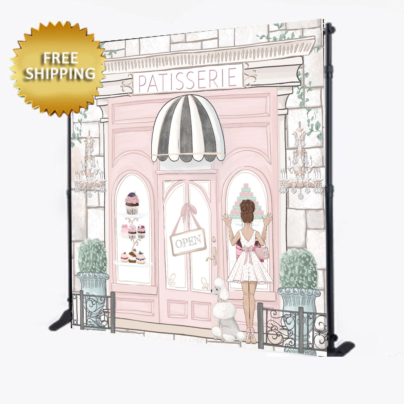 Patisserie Party Backdrop Bake Shop Backdrop (Instant Download) 