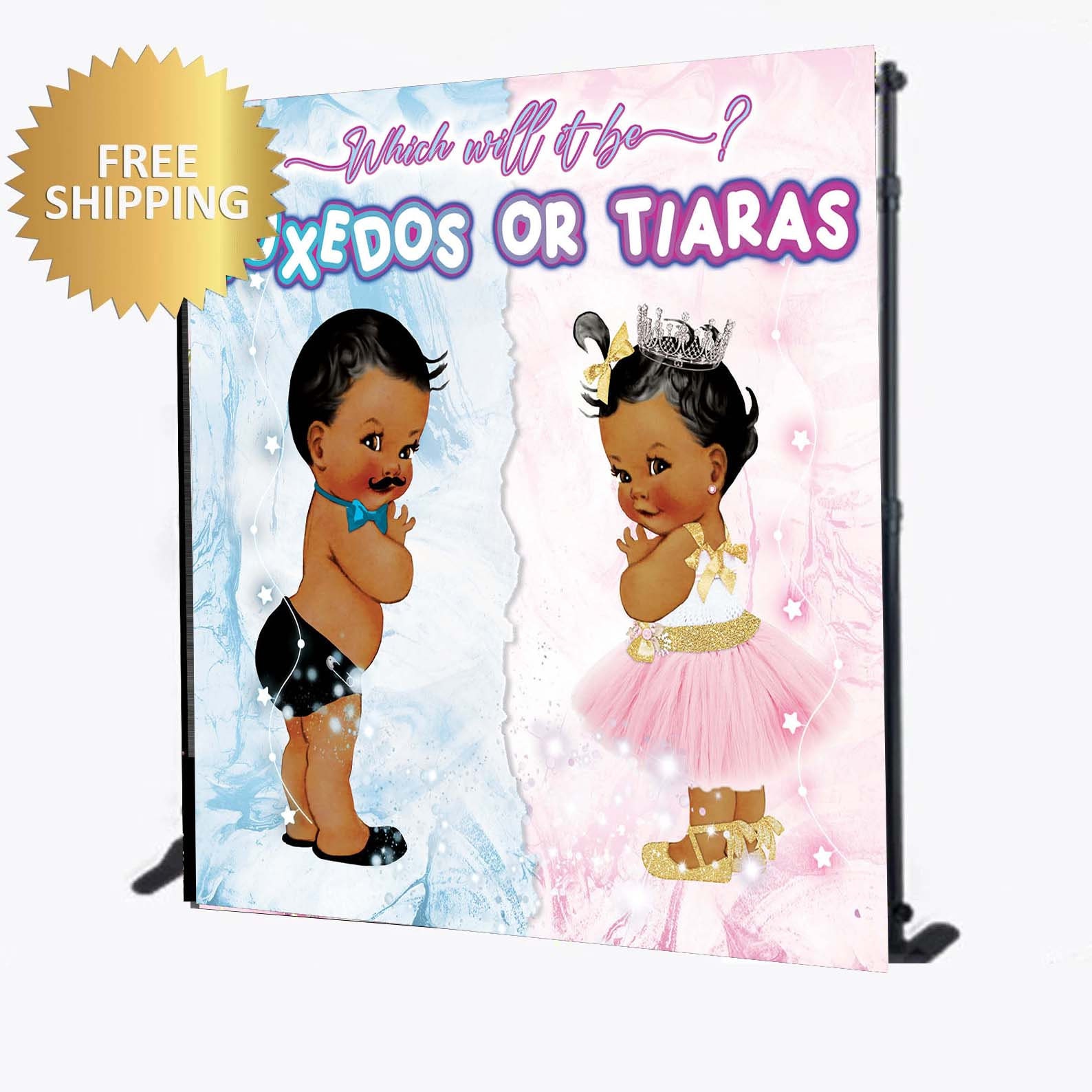 Tuxedos and Tiaras Backdrop Baby Shower Backdrop Princess Etsy