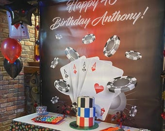 Casino Backdrop Casino Step and Repeat Cards and chips backdrop Birthday backdrop Custom Casino photo Step and Repeat Backdrop Las Vegas