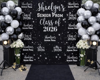 Custom Black and Silver Prom Backdrop, Prom Step and Repeat, Prom Invitation, Prom Banner Prom Welcome Sign Prom Sign, Prom Decor Ideas