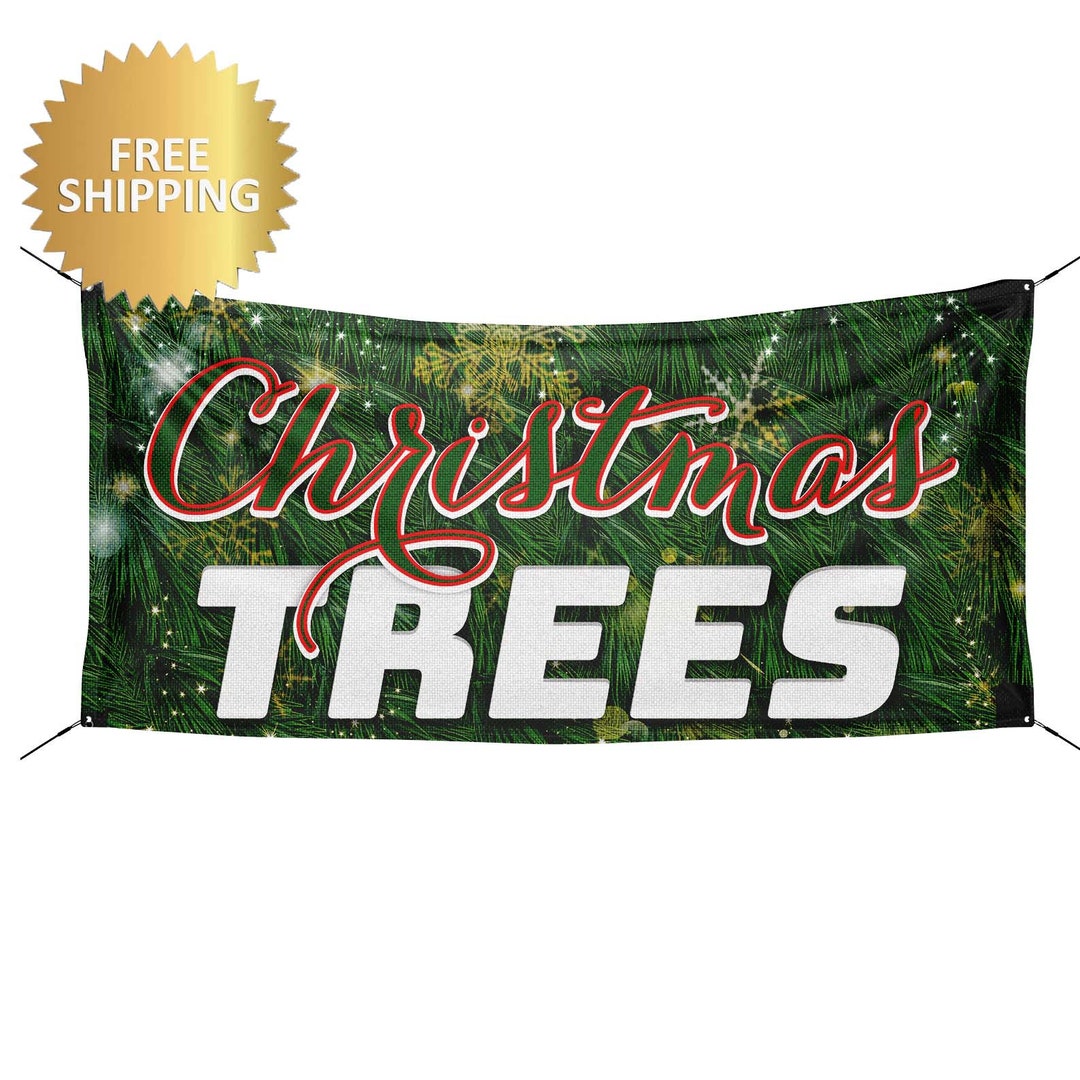 Christmas Trees Sold Here Banner, Christmas Tree for Sale, Meet Santa