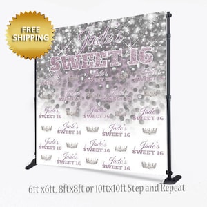 Step and Repeat backdrop, Step and Repeat, Sweet 16 Birthday photo booth, Prom Backdrop, Printable Backdrop,Sweet 16 Backdrop image 1