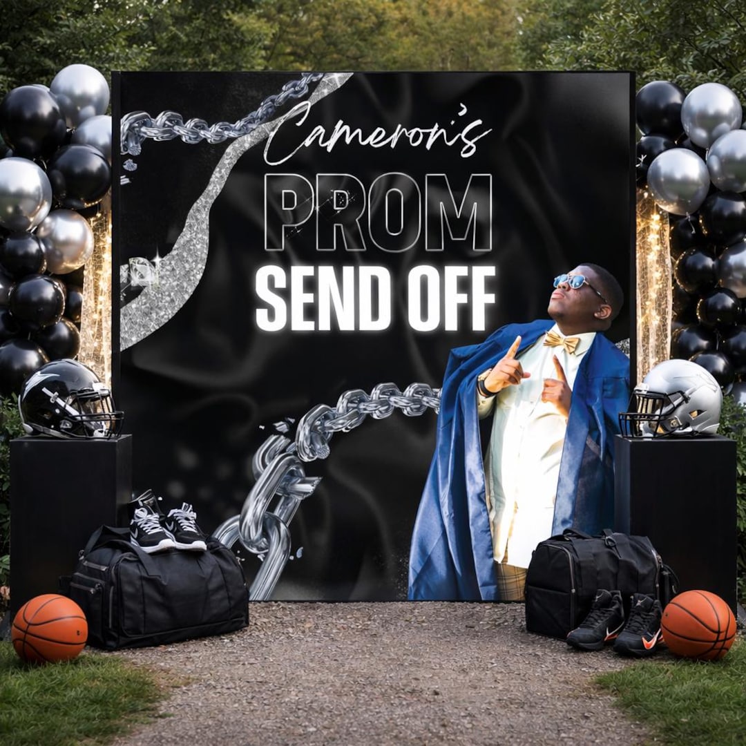 Custom Prom Backdrop, Black and Silver Prom Step and Repeat, Custom ...