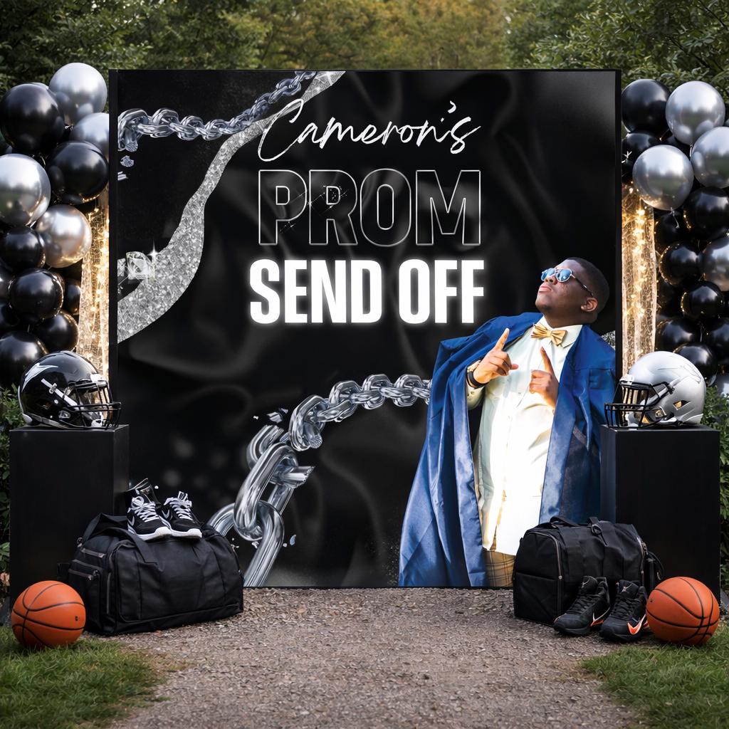 Prom Step Off Custom Prom Send off Backdrop Black and Silver Prom Backdrop Prom Send ...