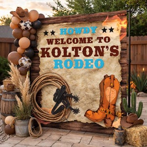 Western Birthday backdrop western step and repeat cowboy backdrop cowboy step and repeat baby shower backdrop 1st Rodeo backdrop