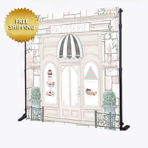 Birthday backdrop,Patisserie backdrop, French step repeat, Patisserie step repeat,Patisserie bakery, Bridal Shower backdrop, French backery