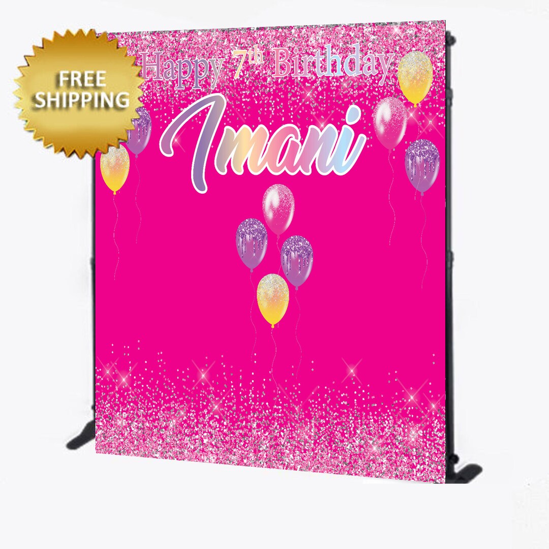 Birthday Backdrop Hot Pink Backdrop Birthday Step and Etsy
