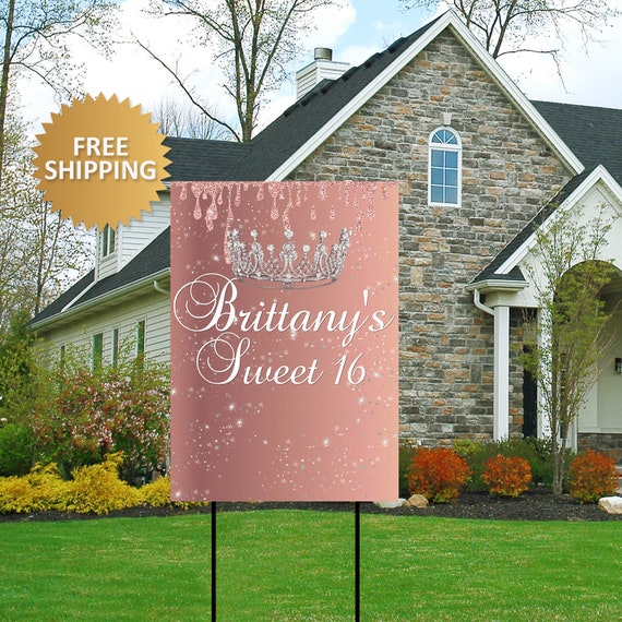 Sweet 16 Yard Sign Sweet 16 Lawn Sign Princess Lawn Sign Etsy