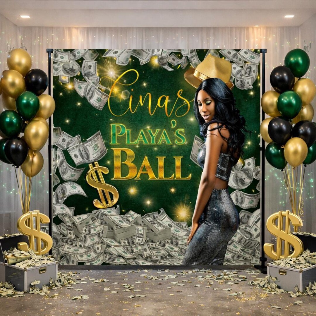 Pimp Banner Playa’s Ball Birthday Backdrop Custom Old School Pimp Style Party Step ...
