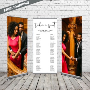 Hochzeits-Sitzplan, Banner, Roll-Up-Banner, 3 versenkbare Banner, 3 versenkbare Banner, 3 versenkbare Banner