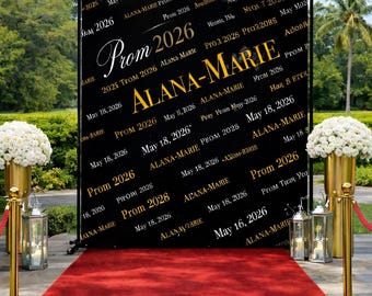 Custom Prom Send Off Party Backdrop, Black and Gold prom send off Sign, Prom step and Repeat, Senior Prom Backdrop, Prom Party Decorations