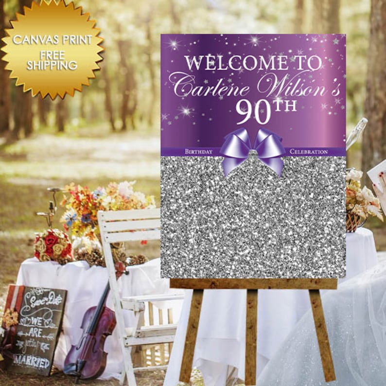 Canvas Sign Guest Book Sign Guest Book90th Birthday Etsy