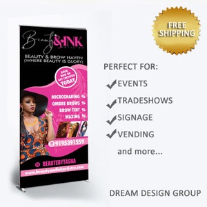 Pop up shop banner, Trade show banner, Business retractable banner, Pop up roll up, roll up banner, Vendor show banner, Vending banner