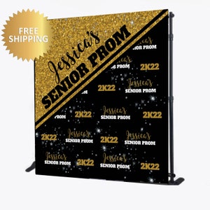 Prom Step and Repeat, Prom backdrop, Prom Step and Repeat, Birthday Step and Repeat, red carpet, Printable, Prom banner, black gold prom image 1