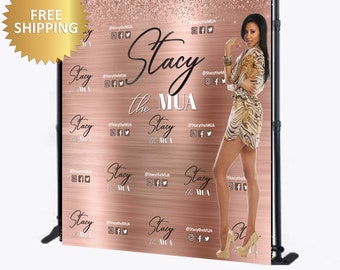 Custom Logo Step and Repeat backdrop Logo step and repeat backdrop Pop Up Shop Banner Photo Backdrop logo backdrop Rose gold backdrop