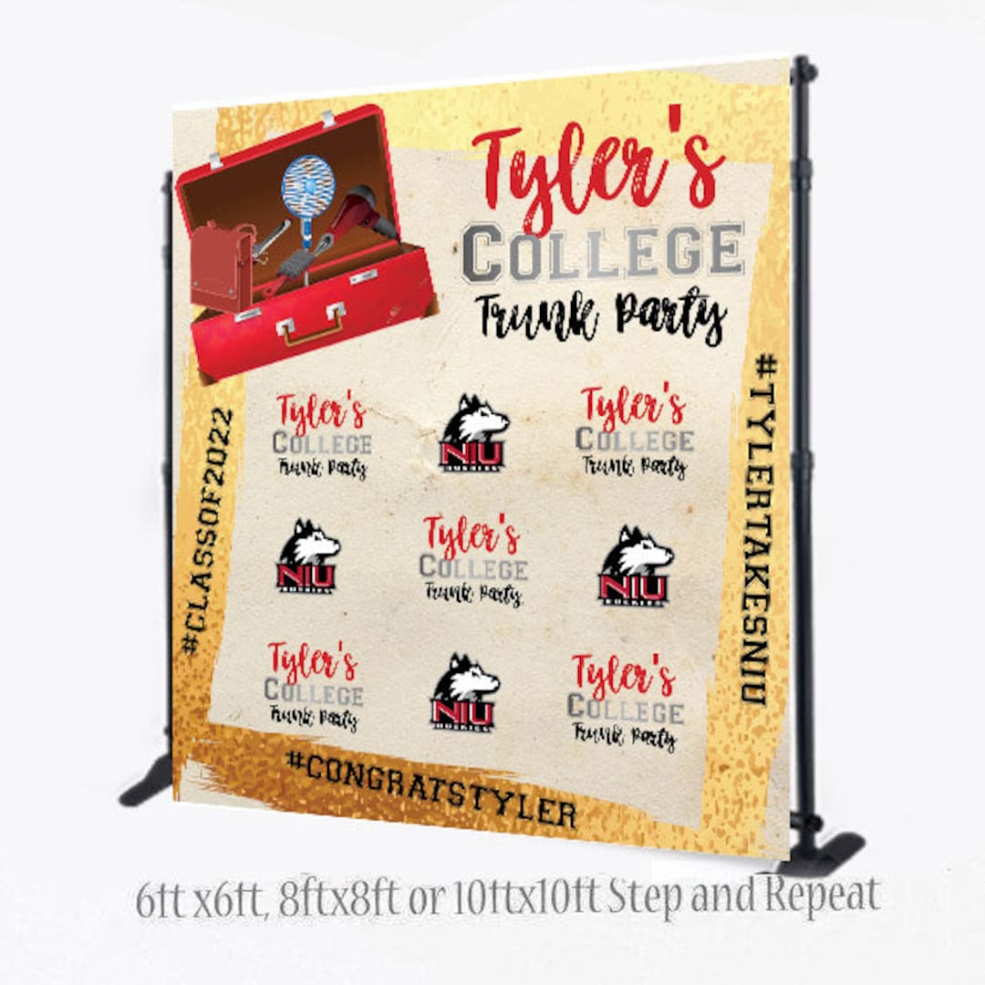 Trunk Party Backdrop, College Trunk Party Backdrop, Graduation Step and