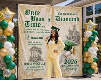 Graduation Photo Step and Repeat, Story book graduation backdrop, Grad Welcome sign, Grad Photo board, Class of 2026 backdrop