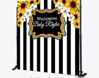 Birthday Backdrop, Sunflowers Step and Repeat, Bridal Shower backdrop, Sweet 16 Birthday backdrop, Wedding Backdrop, Baby Shower backdrop