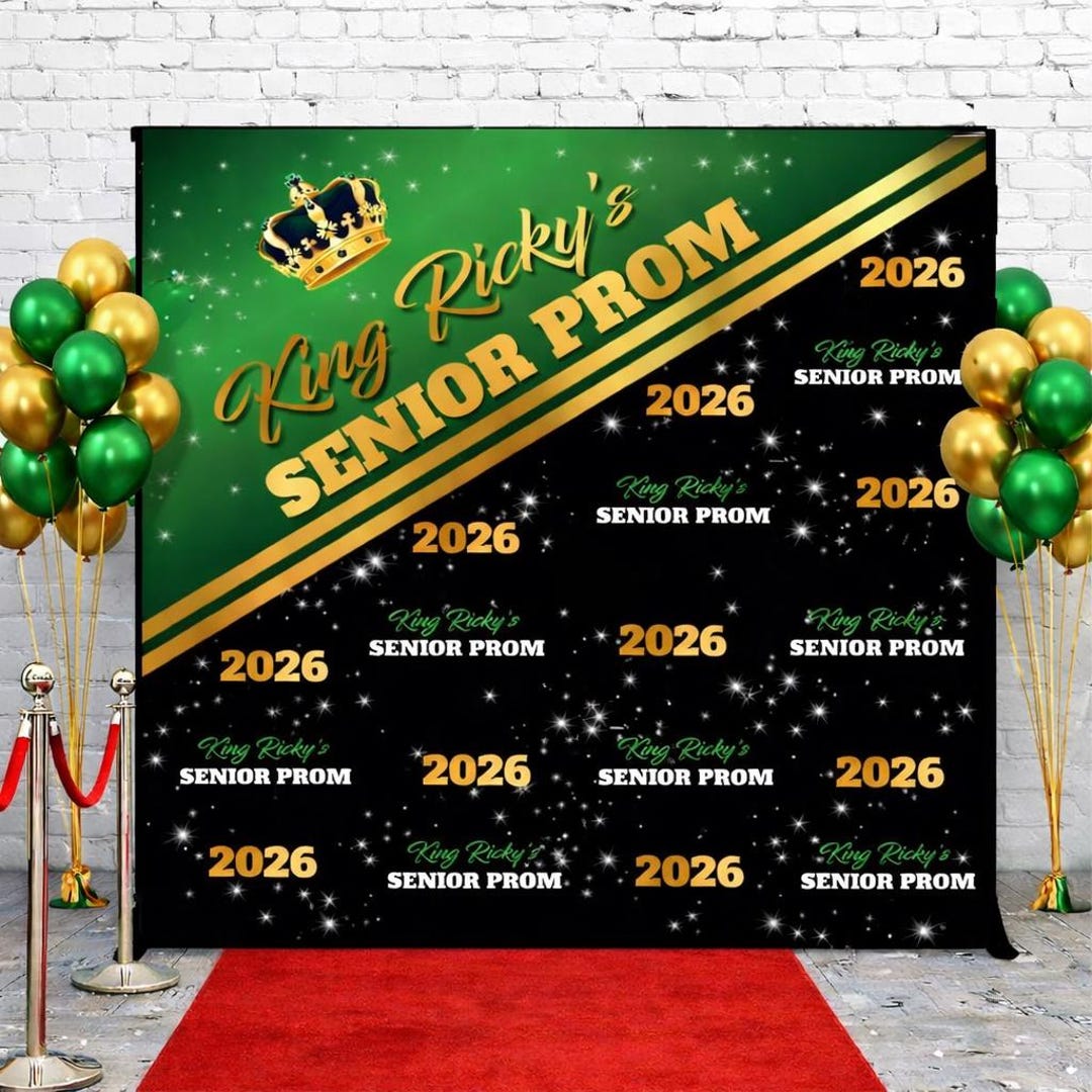 Green and Gold Prom Backdrop, Prom Step and Repeat, Custom Personalized ...