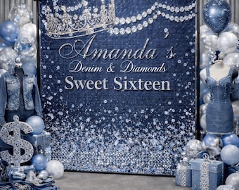 Denim and Diamonds backdrop 40th Birthday Step and Repeat Denim and Diamonds step and repeat Denim and Diamonds backdrop denim backdrop