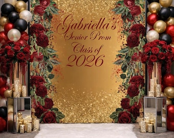 Customized Prom Send Off Backdrop, Floral Prom Step and Repeat, Rustic Prom Backdrop, Custom Photo Sign, Prom 2026 Welcome Photo board