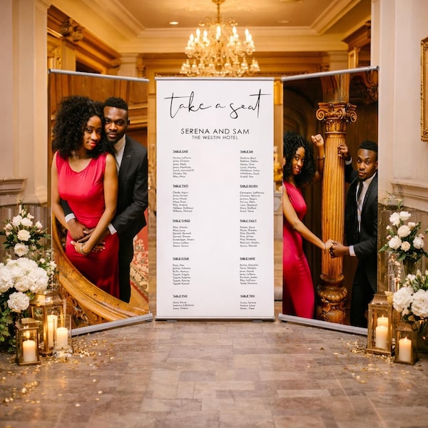 Wedding Seating Chart banners Custom Roll Up Banner Stand Retractable banner Custom retractable Pop Up banner 3 Retractable Banners