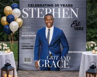 Custom Photo Magazine Cover Backdrop Birthday Photo Step and Repeat Magazine Cover Banner Birthday Welcome Sign Canvas Personalized banner