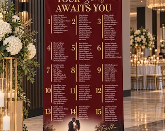 Custom Wedding Seating Chart Retractable Banner Anniversary Banner Wedding Welcome Sign Wedding Guest Book Sign Backdrop with stand