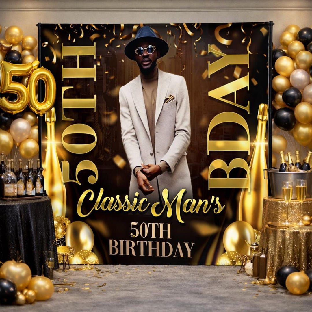 Custom 50th Photo Birthday Backdrop 50th Photo Step and Repeat Custom ...