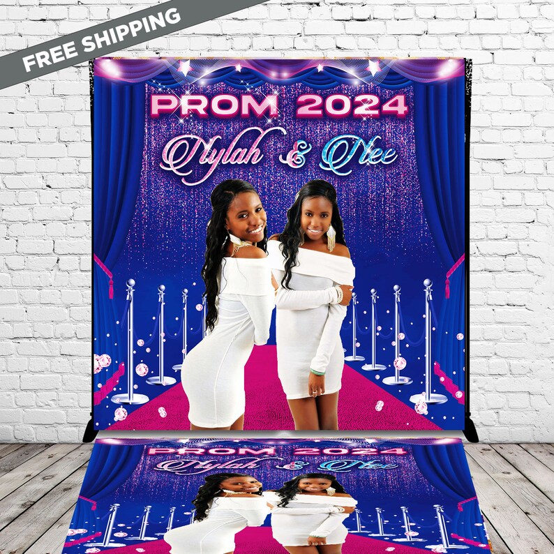 Blue Prom Lettering Floor Decal Sticker and Backdrop Prom Backdrop Prom Step and Repeat ...
