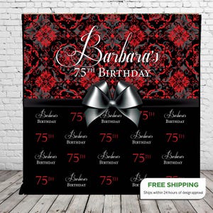 Birthday backdrop Red and Black Step and Repeat prom backdrop Birthday banner 40th Birthday Backdrop 50th Backdrop photo booth backdrop