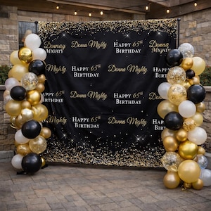 Black and Gold Photo backdrop Custom Birthday Step and Repeat 50th Backdrop 40th Birthday Step and Repeat Custom printed sign Personalized