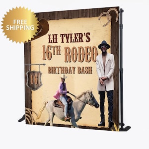 Western Birthday photo backdrop, Cowboy step and repeat, Cowboy backdrop, Western backdrop, Birthday step and repeat, sweet 16 backdrop