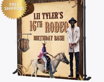 Western Birthday photo backdrop, Cowboy step and repeat, Cowboy backdrop, Western backdrop, Birthday step and repeat, sweet 16 backdrop