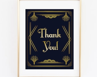 Panneau de remerciement art déco Années folles des années 20 Merci panneau de remerciement Great Gatsby panneau de mariage art déco 8 x 10 panneau de douche nuptiale