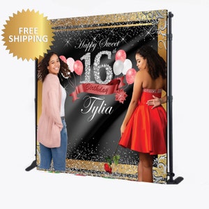 Custom photo backdrop, Birthday photo backdrop, Sweet 16 Step and Repeat, photo backdrop, custom photo step and repeat, birthday backdrop