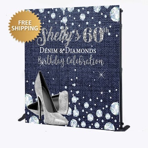 Denim und Diamanten Hintergrund, Birthday Step and Rapport, Denim und Diamanten Schritt und Wiederholung, Denim und Diamanten Hintergrund, Denim Banner