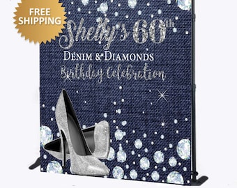 Denim and Diamonds backdrop Birthday Step and Repeat Denim and Diamonds step and repeat Denim and Diamonds backdrop denim banner